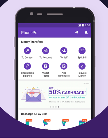 PhonePe Marketplace case study cover — app mockup with cashback offer