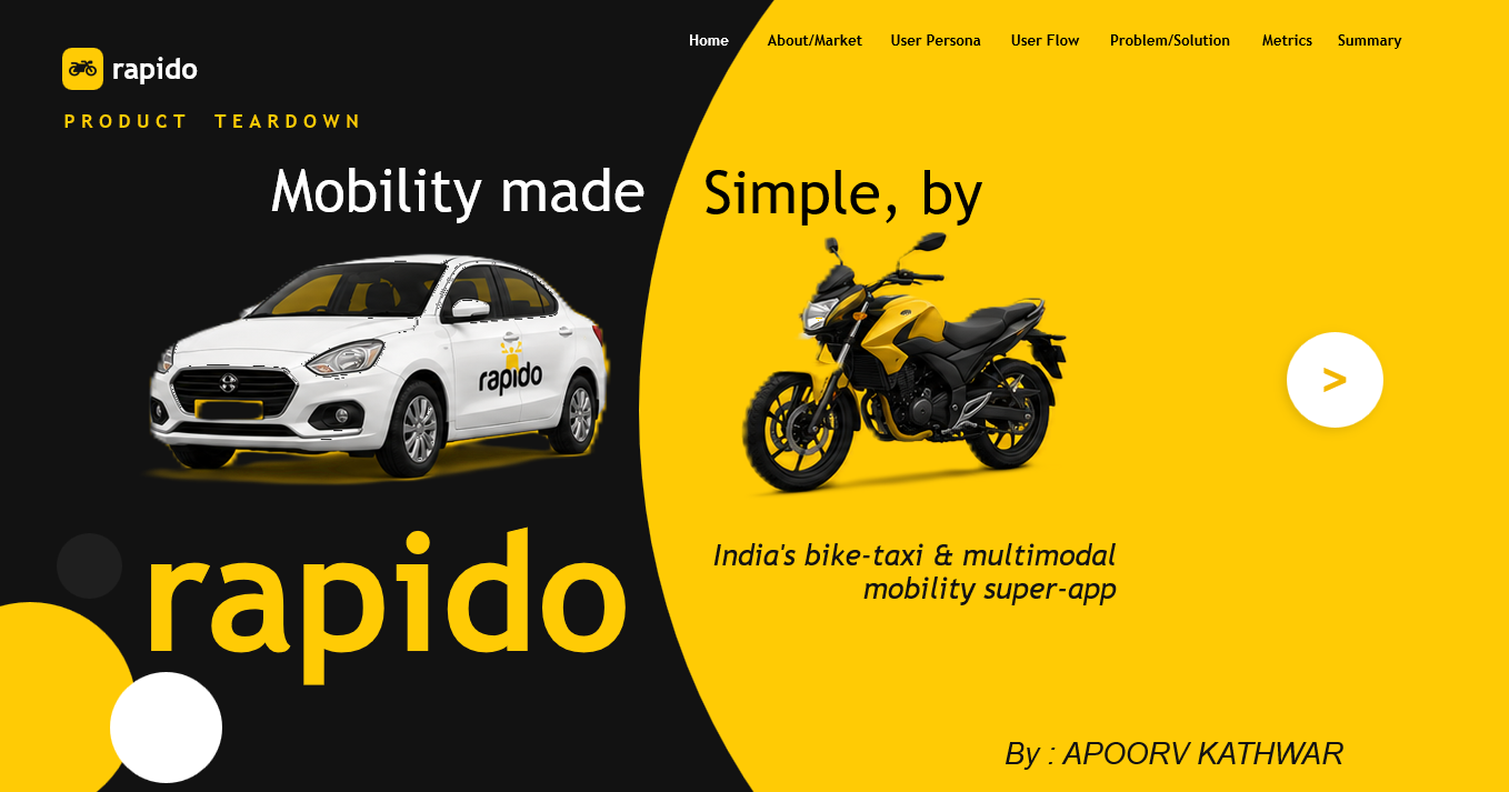 Rapido Product Teardown cover — Mobility made Simple, by rapido